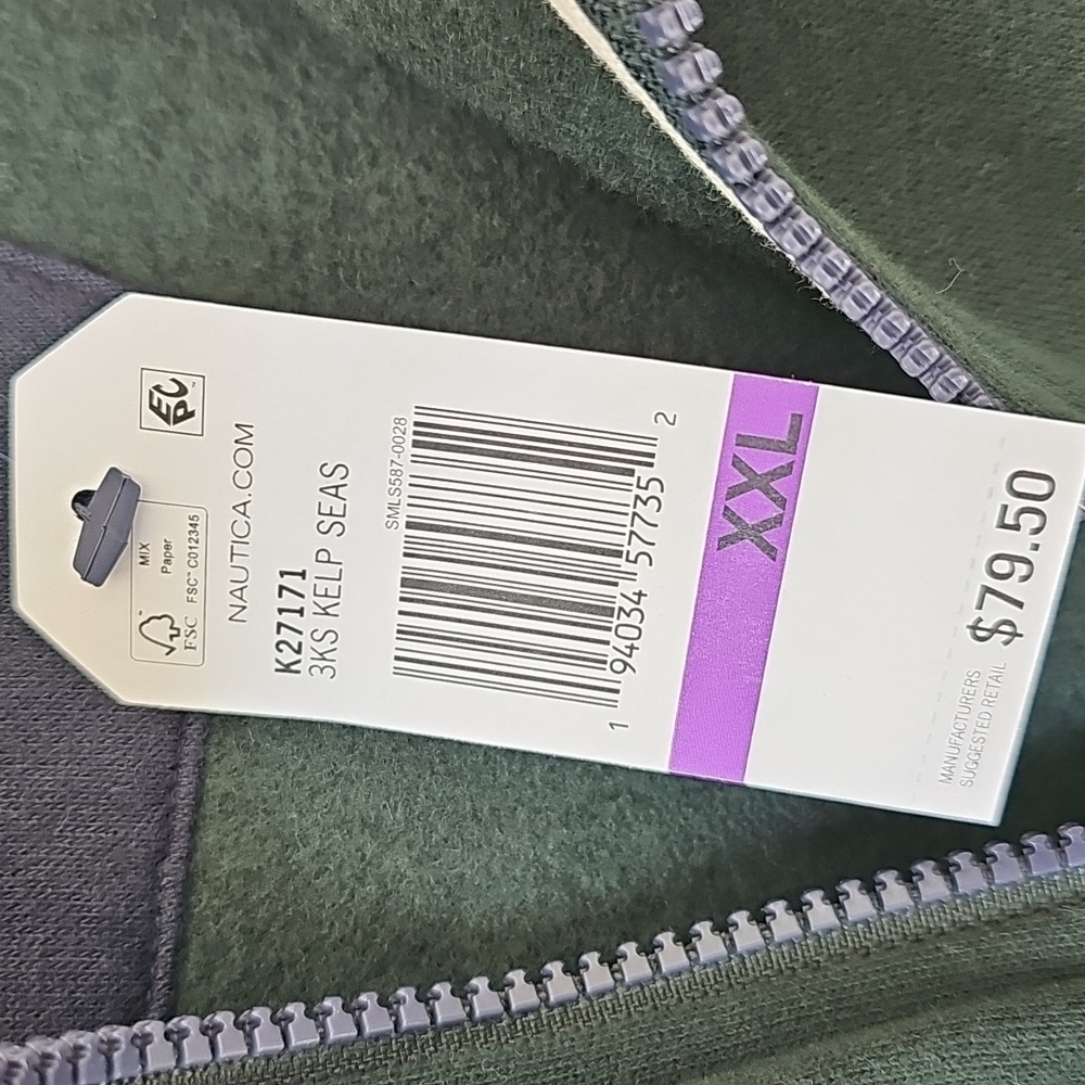 XXL Nautica Men's Forest Green Zip-Up Sweater‎ - Picture 5 of 9